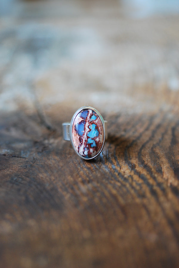 Rare Raw Blue Fire Opal Gem Ring