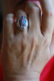 Rare Raw Blue Fire Opal Gem Ring