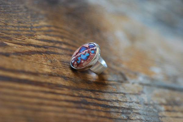 Rare Raw Blue Fire Opal Gem Ring