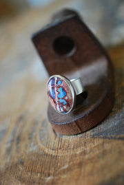 Rare Raw Blue Fire Opal Gem Ring