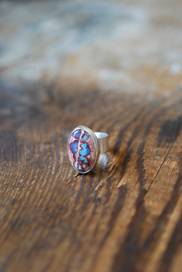 Rare Raw Blue Fire Opal Gem Ring