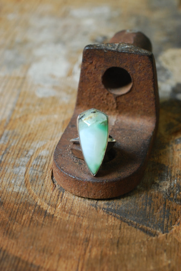 Brazilian Chrysoprase Shield Ring