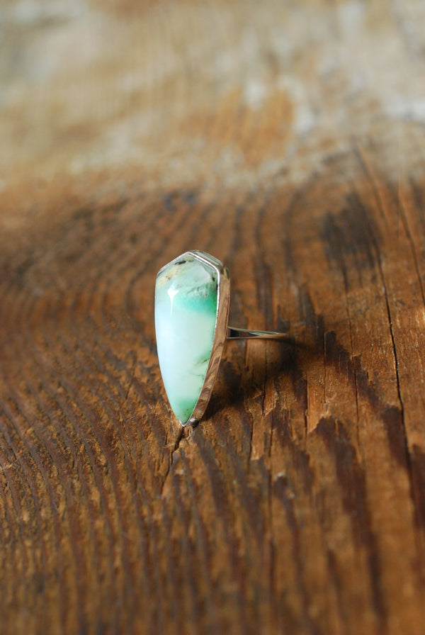 Brazilian Chrysoprase Shield Ring