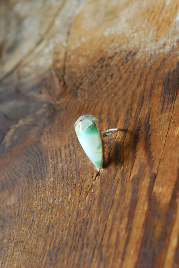 Brazilian Chrysoprase Shield Ring