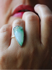 Brazilian Chrysoprase Shield Ring