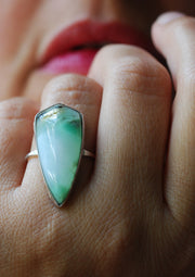Brazilian Chrysoprase Shield Ring
