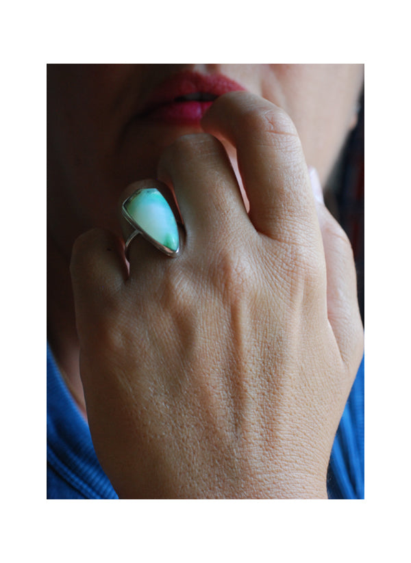 Brazilian Chrysoprase Shield Ring