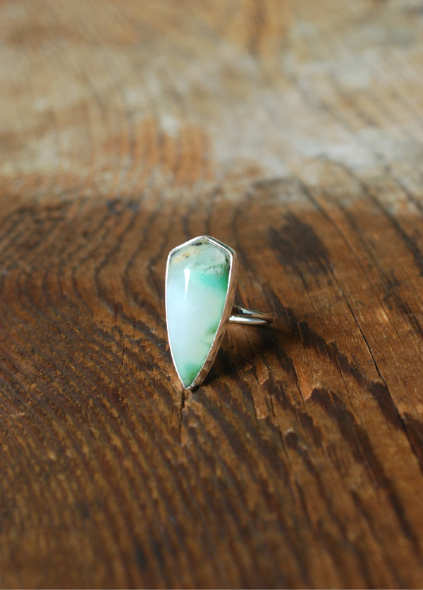 Brazilian Chrysoprase Shield Ring