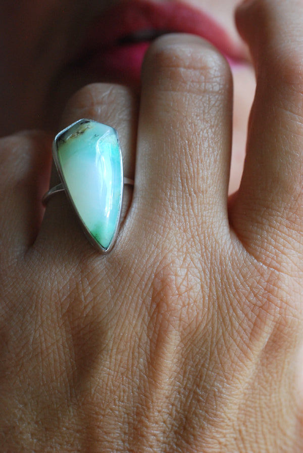Brazilian Chrysoprase Shield Ring