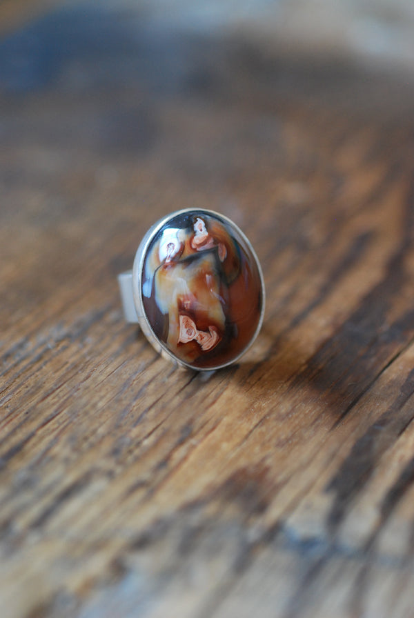 Autumn Haze Ring Collector's Flower Agate