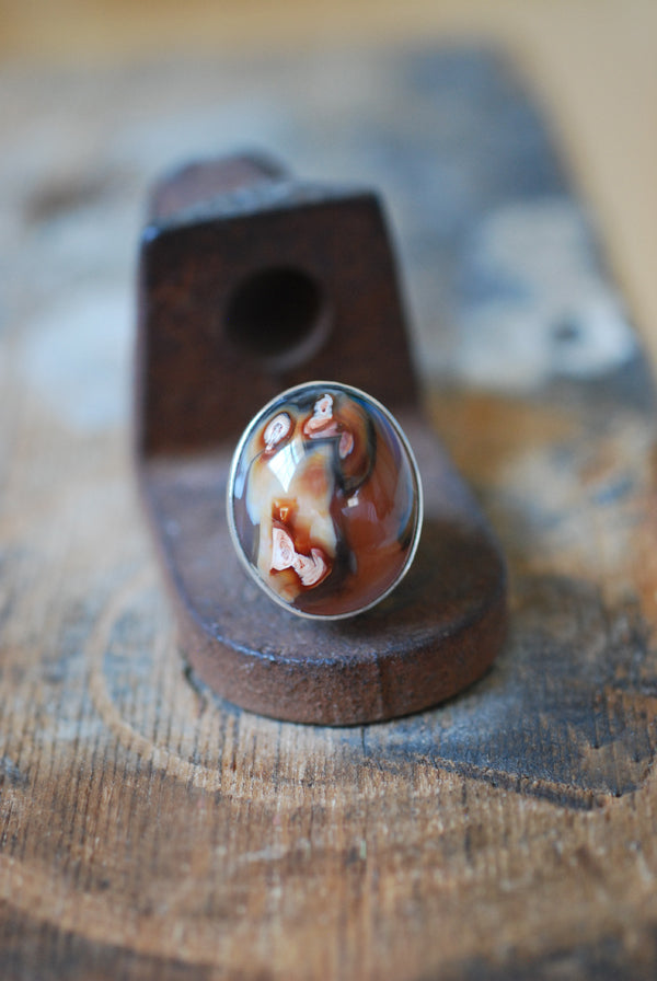 Autumn Haze Ring Collector's Flower Agate