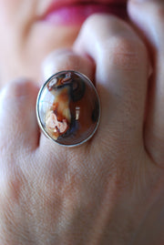 Autumn Haze Ring Collector's Flower Agate