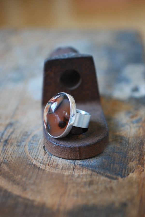 Autumn Haze Ring Collector's Flower Agate