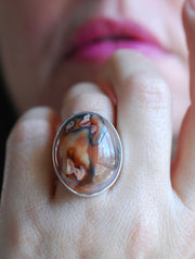 Autumn Haze Ring Collector's Flower Agate