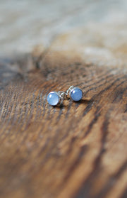 Pastel Blue Chalcedony Everyday Gem Studs