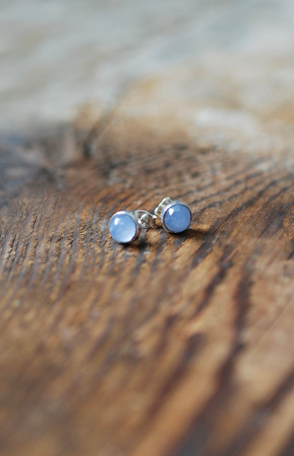 Pastel Blue Chalcedony Everyday Gem Studs