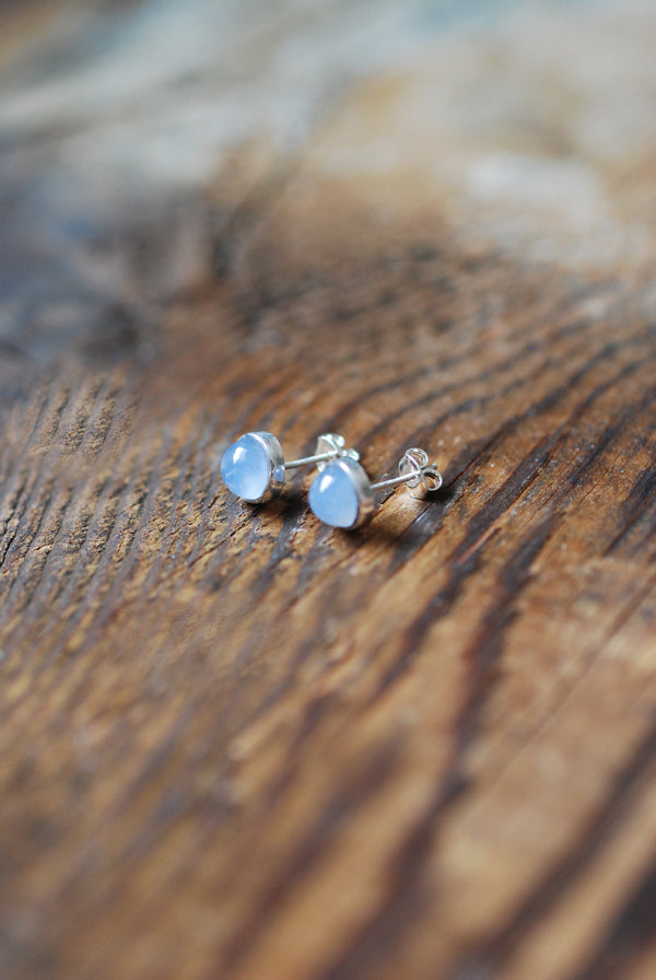 Pastel Blue Chalcedony Everyday Gem Studs
