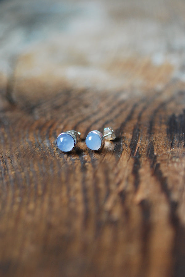 Pastel Blue Chalcedony Everyday Gem Studs