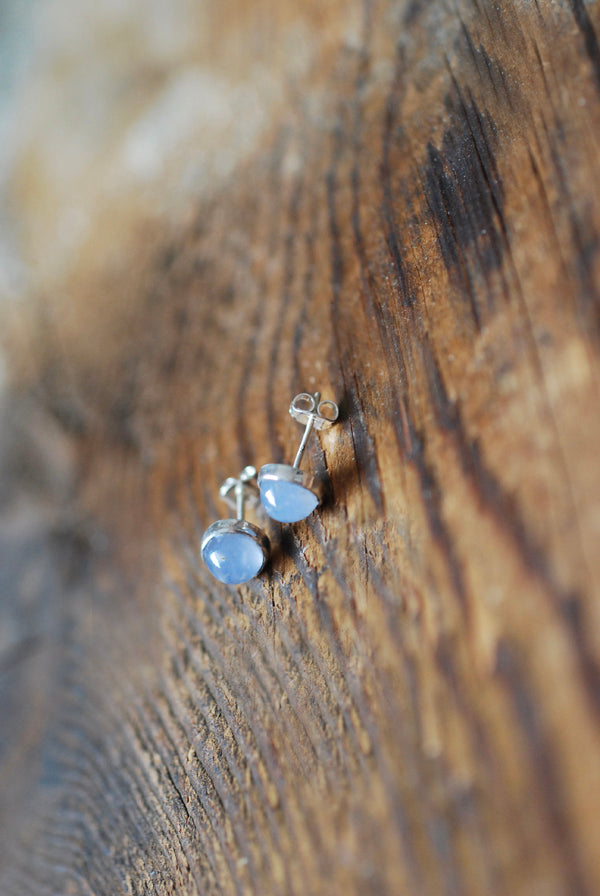 Pastel Blue Chalcedony Everyday Gem Studs