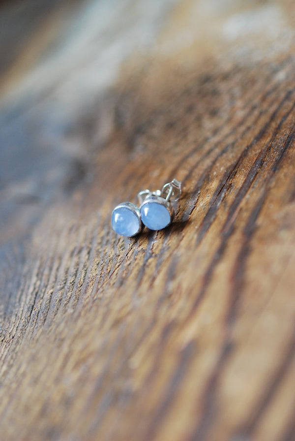 Pastel Blue Chalcedony Everyday Gem Studs