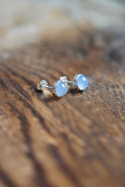 Pastel Blue Chalcedony Everyday Gem Studs