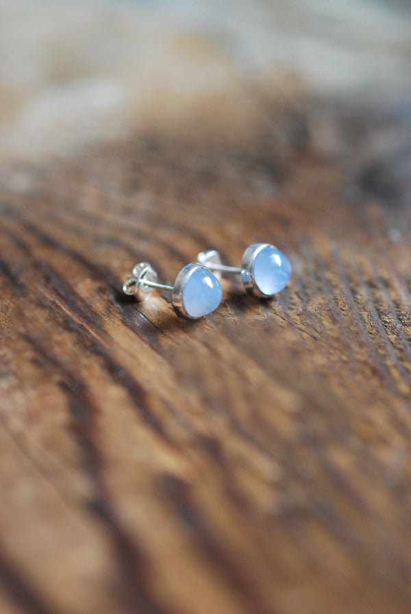 Pastel Blue Chalcedony Everyday Gem Studs