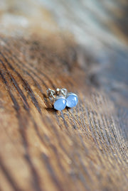 Pastel Blue Chalcedony Everyday Gem Studs