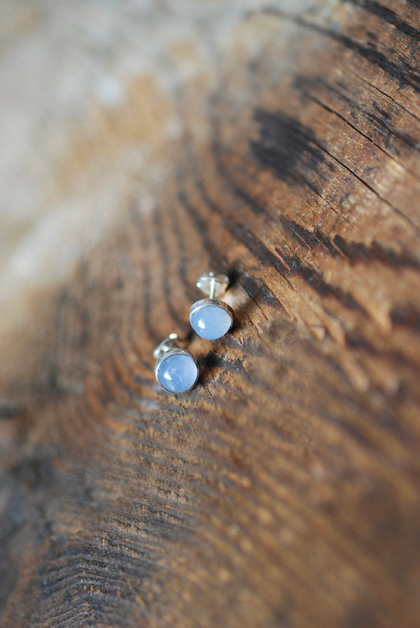Pastel Blue Chalcedony Everyday Gem Studs