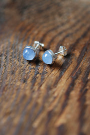 Pastel Blue Chalcedony Everyday Gem Studs