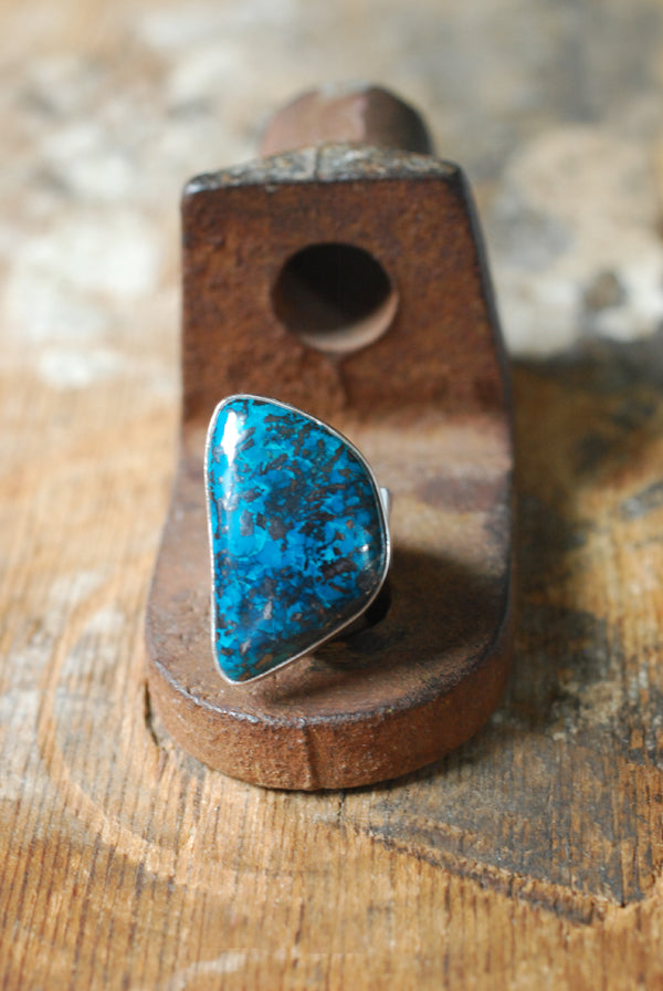 Deep Blue Ring Teal Chrysocolla And Hematite