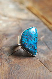 Deep Blue Ring Teal Chrysocolla And Hematite
