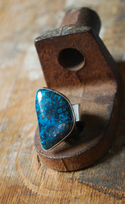 Deep Blue Ring Teal Chrysocolla And Hematite