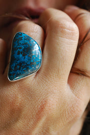 Deep Blue Ring Teal Chrysocolla And Hematite