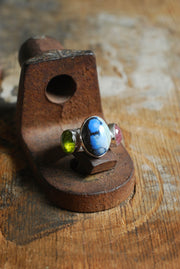 Lavender Turquoise, Pink Tourmaline And Peridot Cloister Ring