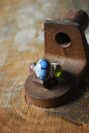 Lavender Turquoise, Pink Tourmaline And Peridot Cloister Ring