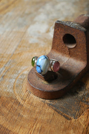 Lavender Turquoise, Pink Tourmaline And Peridot Cloister Ring