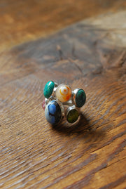 Dollybird Lucky Agate Eye And Chrysocolla Ring