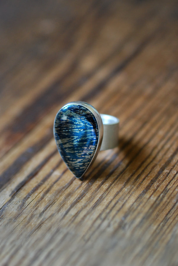 Covellite Mirror Ring