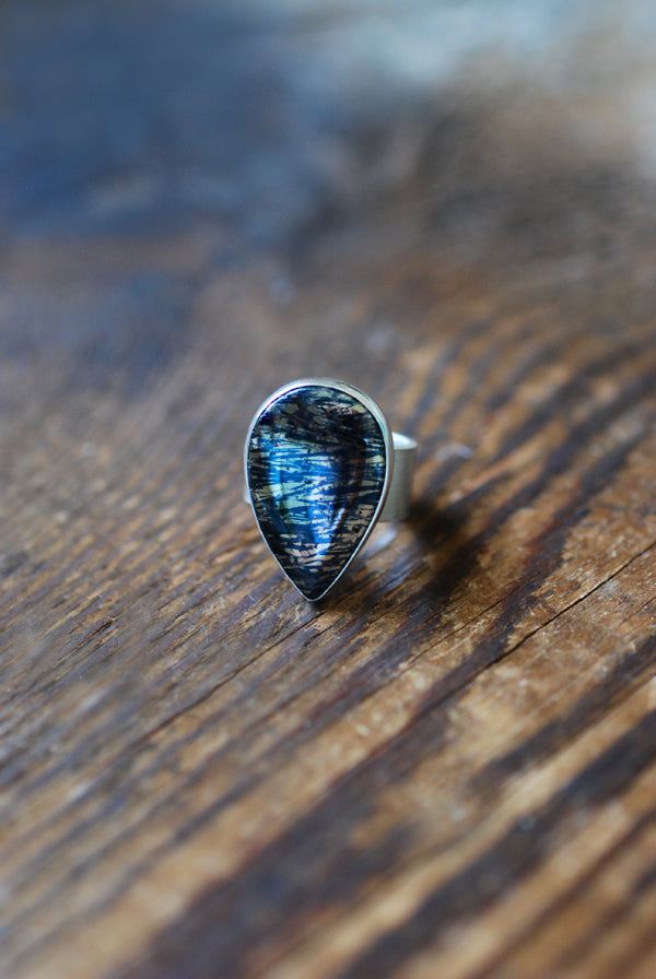 Covellite Mirror Ring