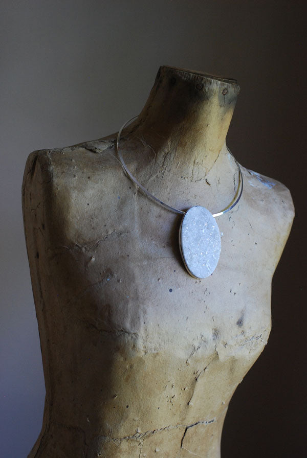 Pure Necklace Collector's Natural Sparkling Clear Quartz Needle Cluster