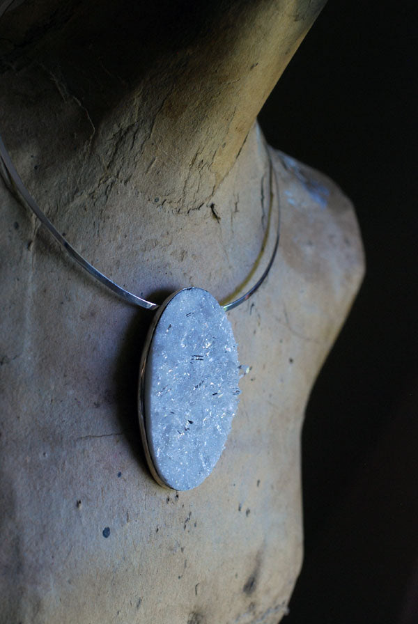 Pure Necklace Collector's Natural Sparkling Clear Quartz Needle Cluster