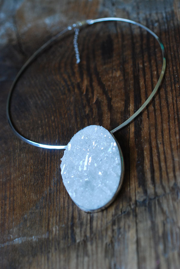 Pure Necklace Collector's Natural Sparkling Clear Quartz Needle Cluster