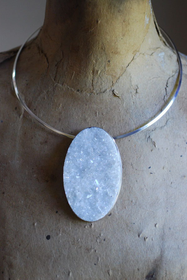 Pure Necklace Collector's Natural Sparkling Clear Quartz Needle Cluster