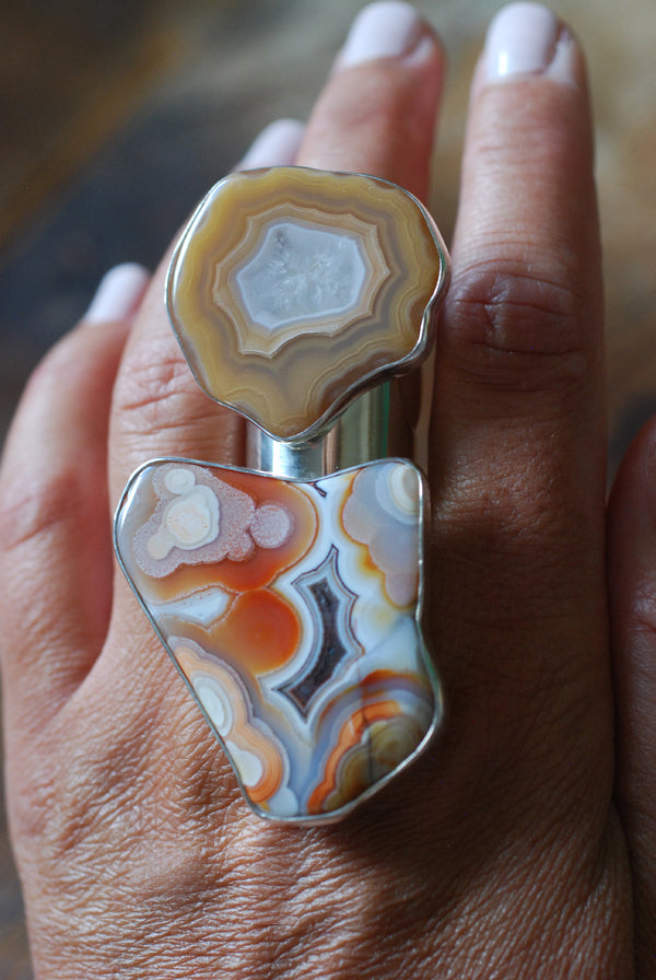 Fall Blossom Ring Old Stock Laguna Agate