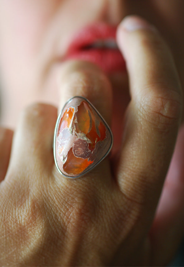 Fiery Raw Opal Ring