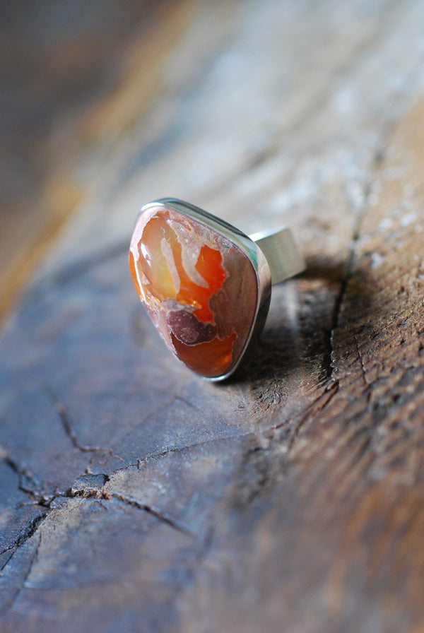 Fiery Raw Opal Ring