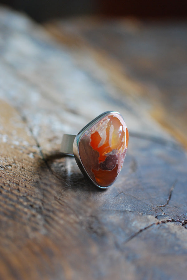 Fiery Raw Opal Ring