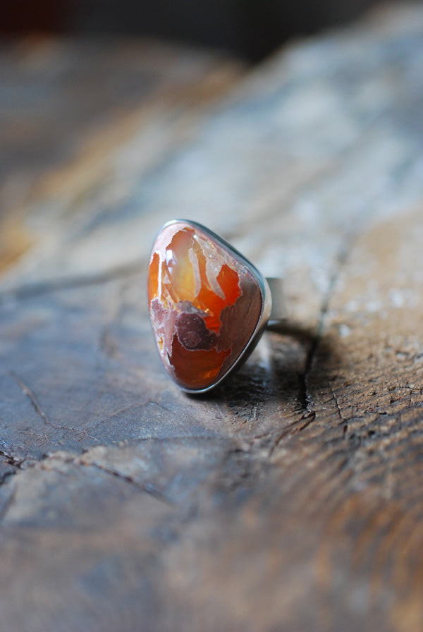 Fiery Raw Opal Ring