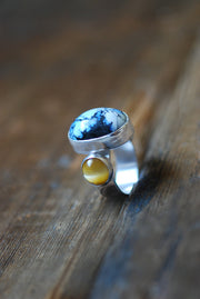 Sun And Sky Cloister Ring Golden Hills Turquoise And Cats Eye Chrysoberyl