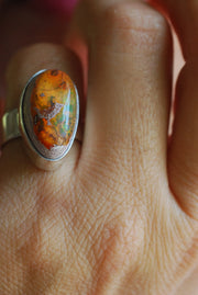 Inner Light Ring Raw Orange Green Rainbow Fire Opal